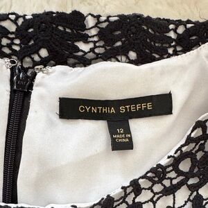 Cynthia Steffe Black & White Lace Overlay Dress